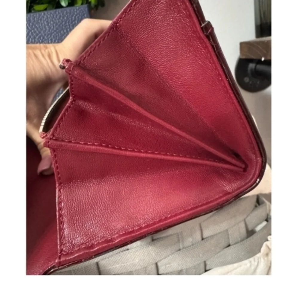 Like New Dior Trotter Bordeaux/Burgundy Patent Leather Bifold Wallet - Picture 7 of 11